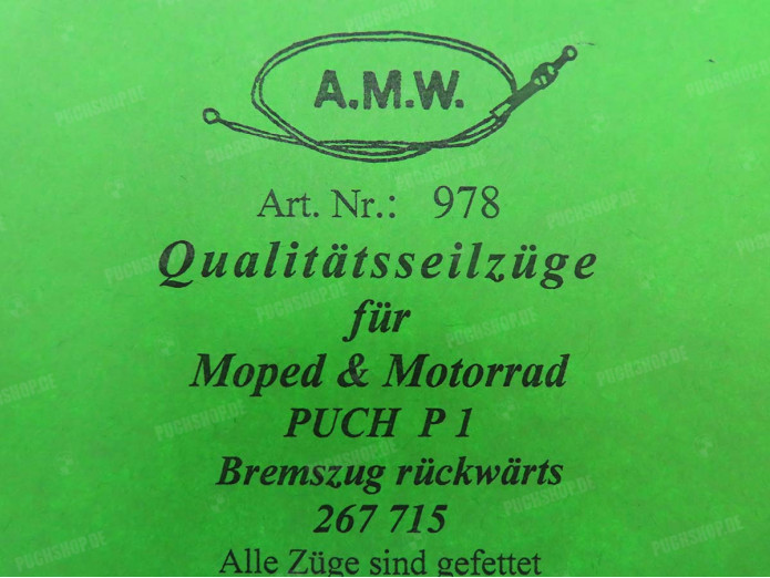 Bowdenzug Puch P1 Bremszug hinten A.M.W. 